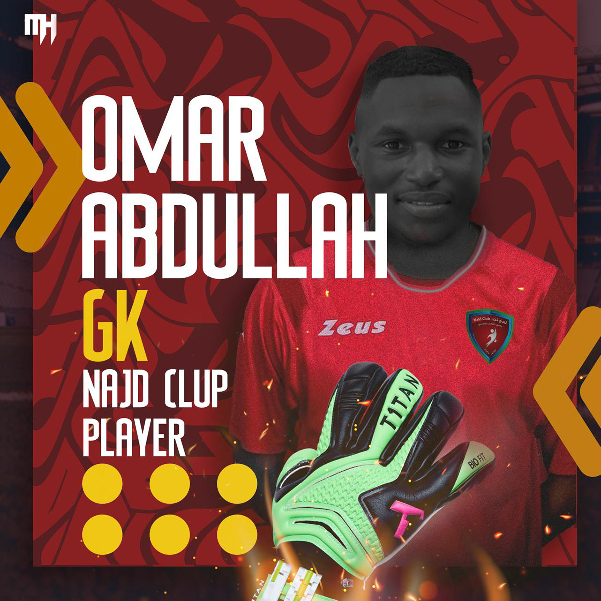 تصميم سوشيال ميديا للاعب السعودي عمر عبدالله